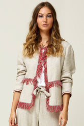 FRINGED LINEN  JACKET